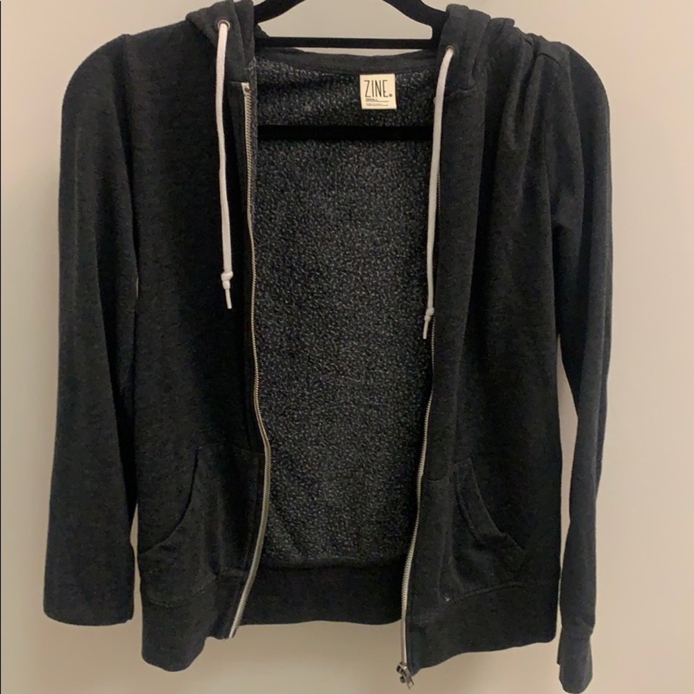 Zine Dark Grey Zip Up Hoodie